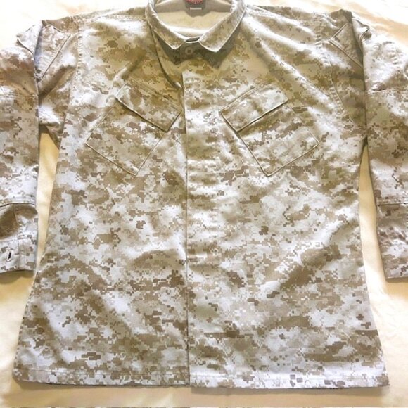 Tru Spec Mens Shirt Jacket XL Camouflage Buttoned Long Sleeves Elbow Patches - Picture 1 of 14